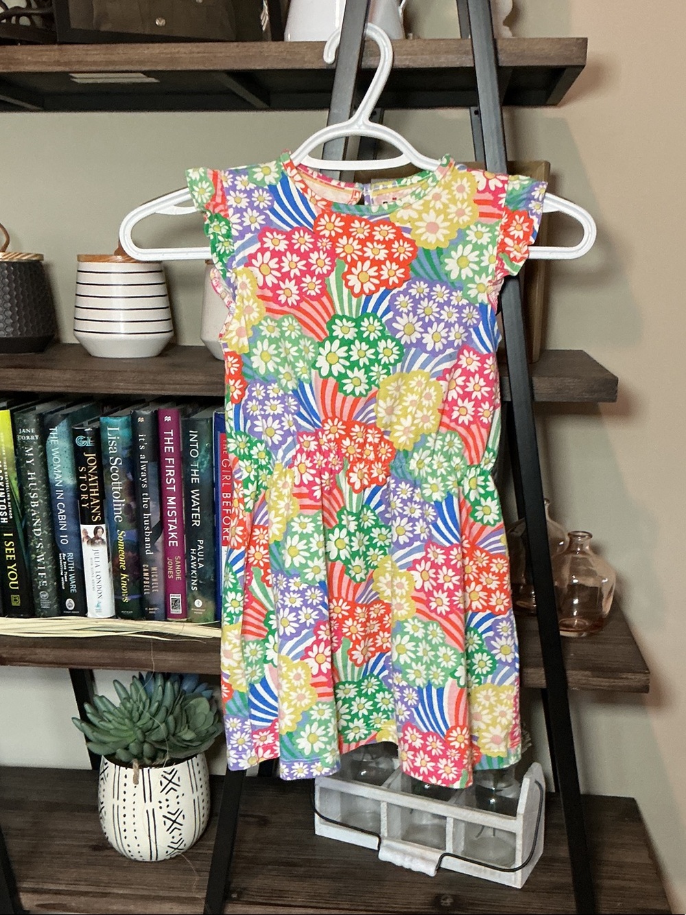 Mini Boden Multicolor Floral Cap-Sleeve Dress - Size 5-6 yrs